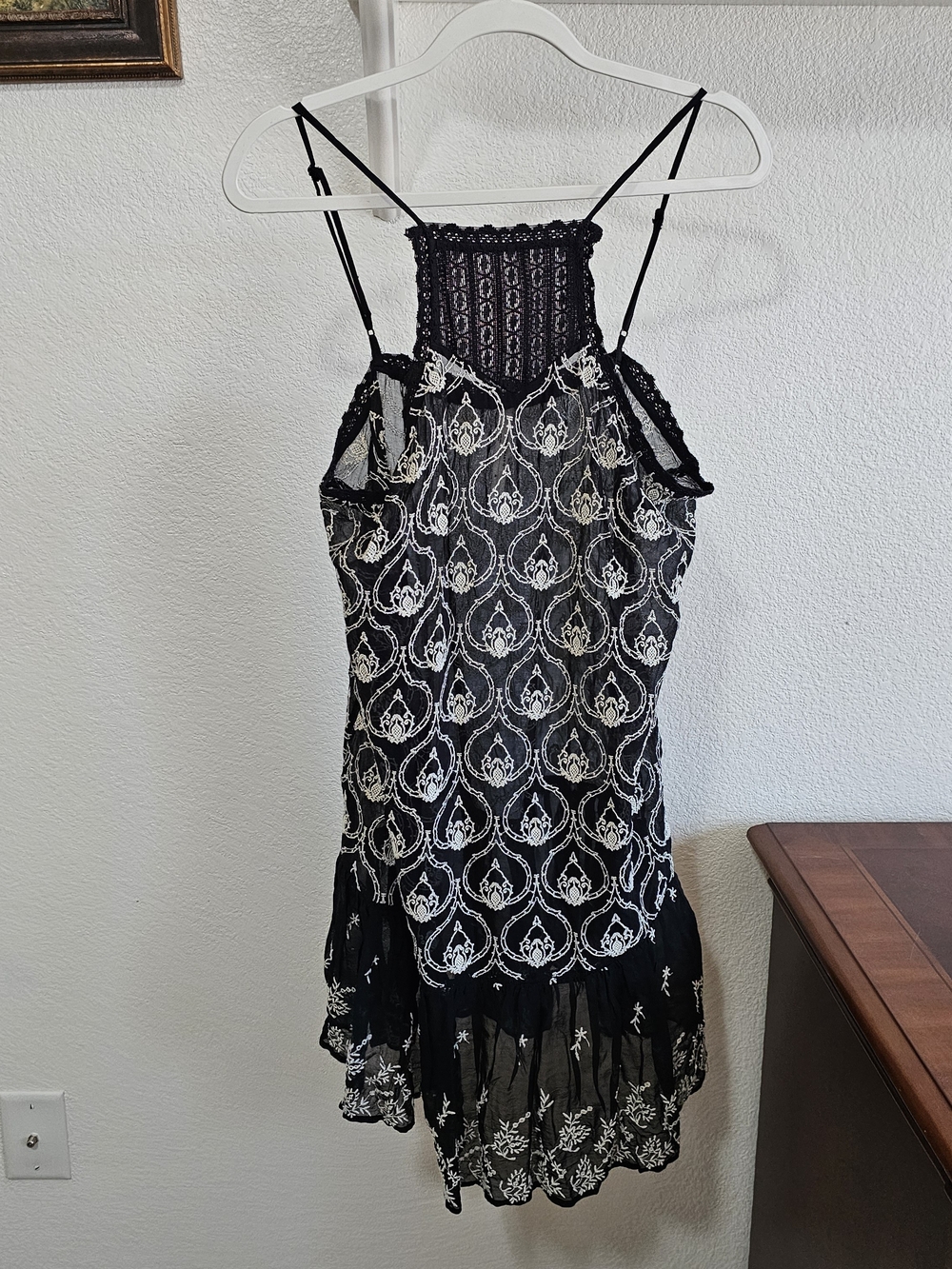Anthropologie Sheer Black & White Lace-Detail Sundress / Swim Dress, Medium